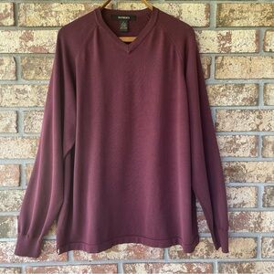 Men’s Bachrach Sweater Size Large 72% Silk Maroon Nice Details Pristine!